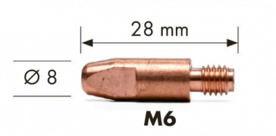 Контактна дюза за телоподаващо M6, ф 1.0 мм, дължина: 28 мм, Wurth