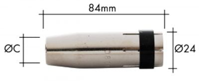 Газова дюза за телоподаващо 19 мм за МИГ/МАГ бренер MB36 KD цилиндрична