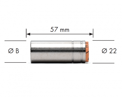 Газова дюза за телоподаващо 18 мм за МИГ/МАГ бренер MB25 AK цилиндрична WURTH е проектирана да образува газовия поток и да го насочва директно в зоната на заваряване.